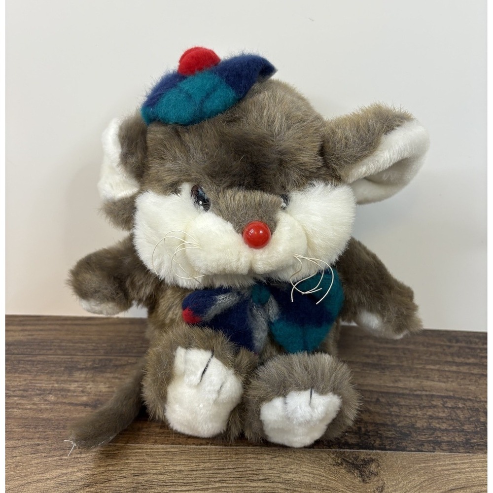Vintage Christmas Mouse Lil Tweaks 8" Plush Target Dayton Hudson Cap Bow Tie